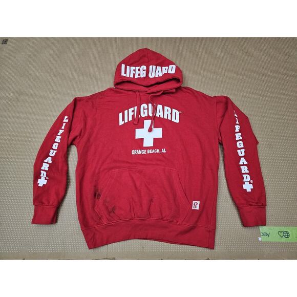 Officially Licensed Lifeguard Hoodie . St. Augustine Beach Sz XL. Red With Logos - Picture 3 of 12